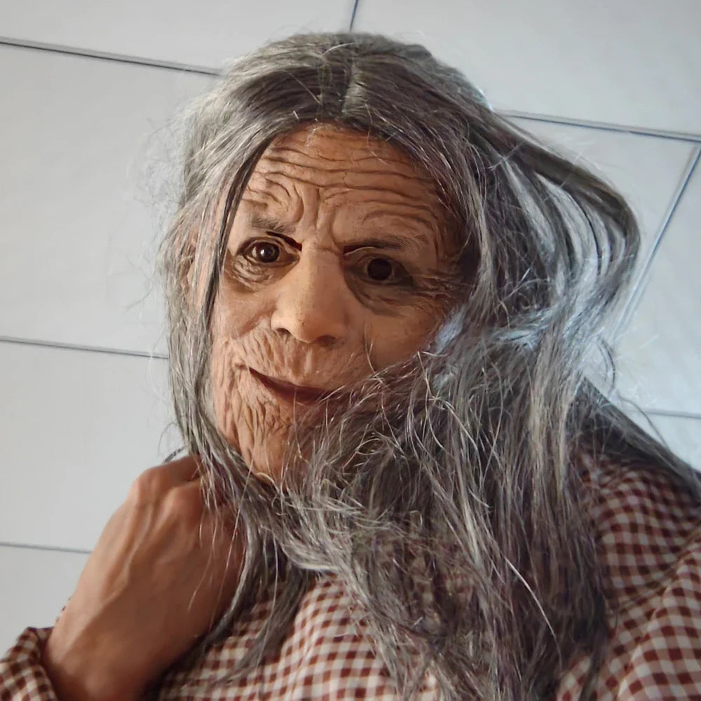 Hyper-Realistic Grandma Halloween Mask