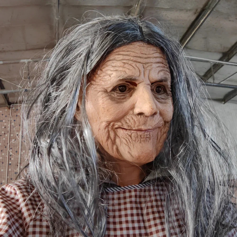 Hyper-Realistic Grandma Halloween Mask